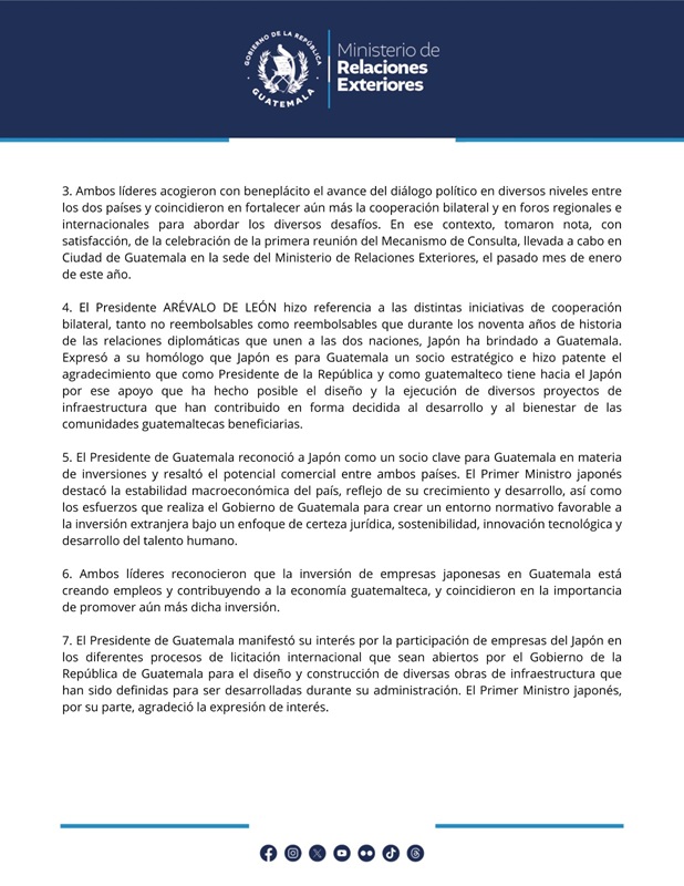 Comunicado del MINEX