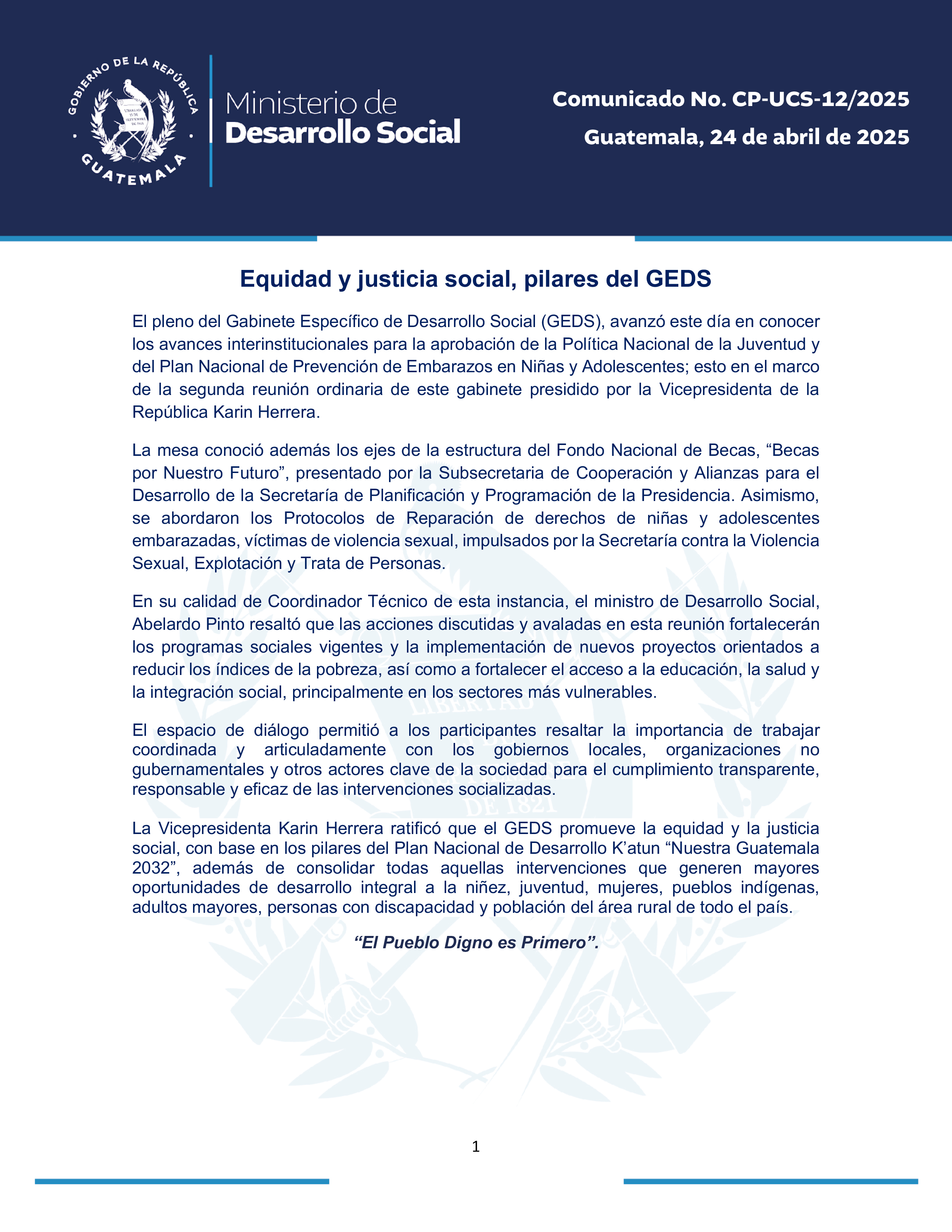 COMUNICADO GEDS