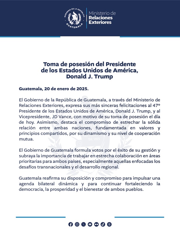 Comunicado del MINEX