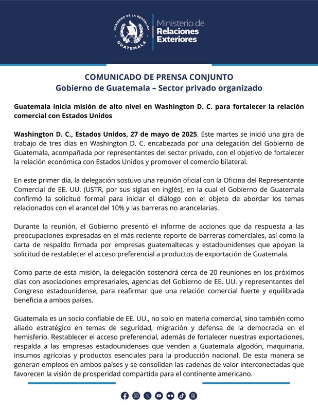 Comunicado del MINEX