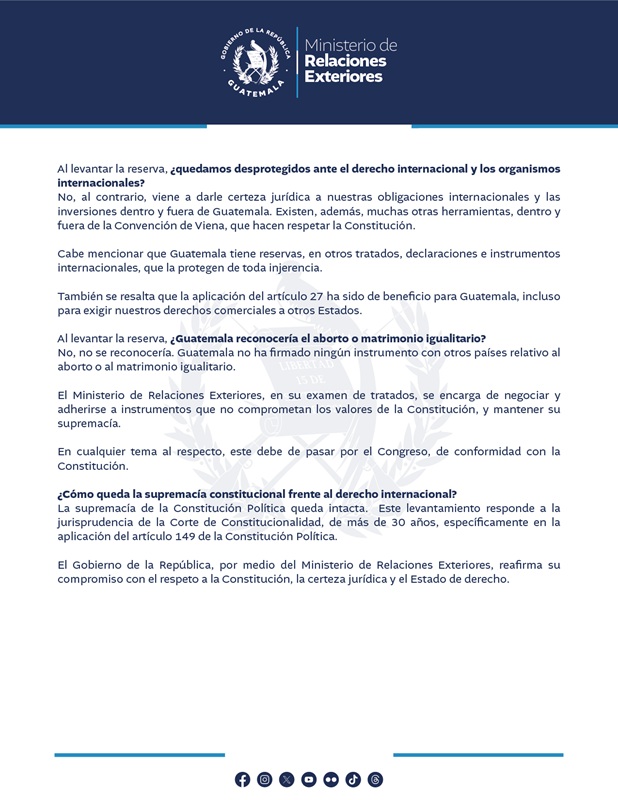 Comunicado del MINEX