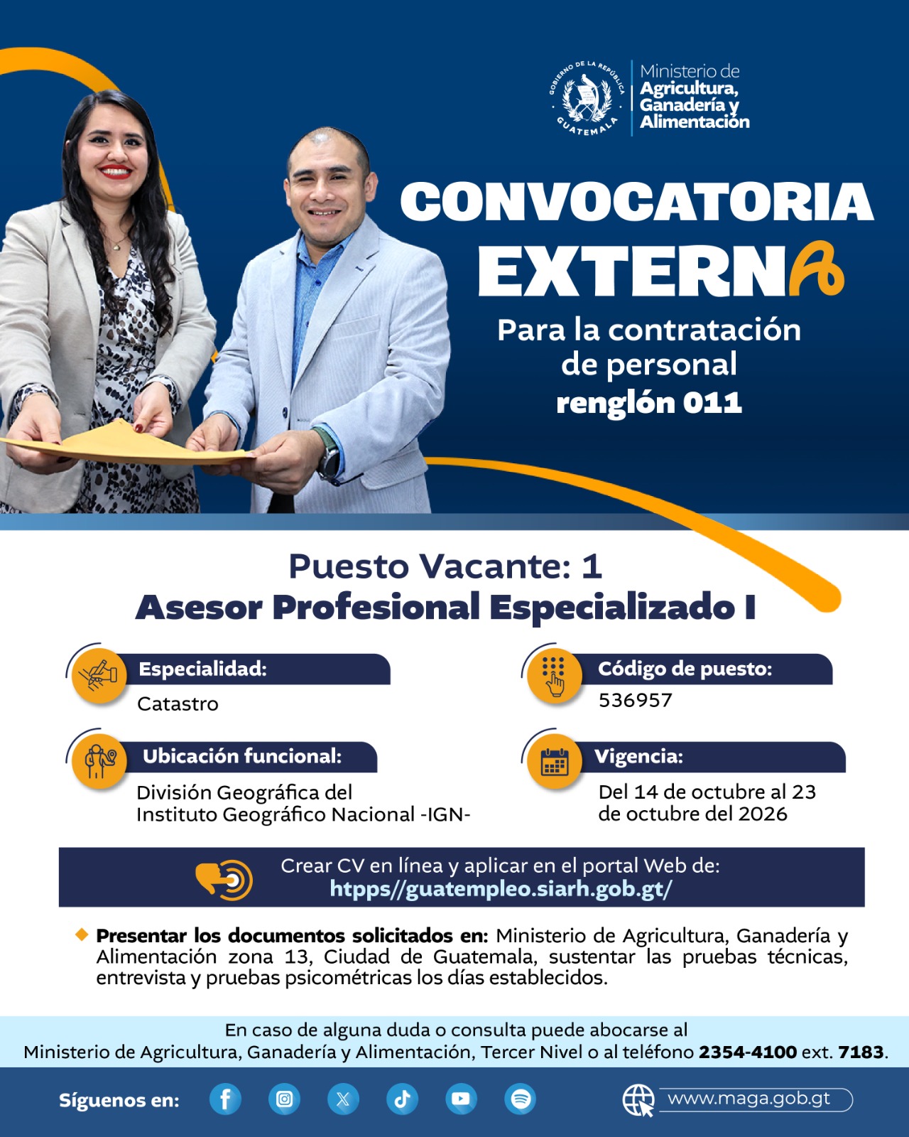 Convocatoria externa del renglón 011: último día para postularse