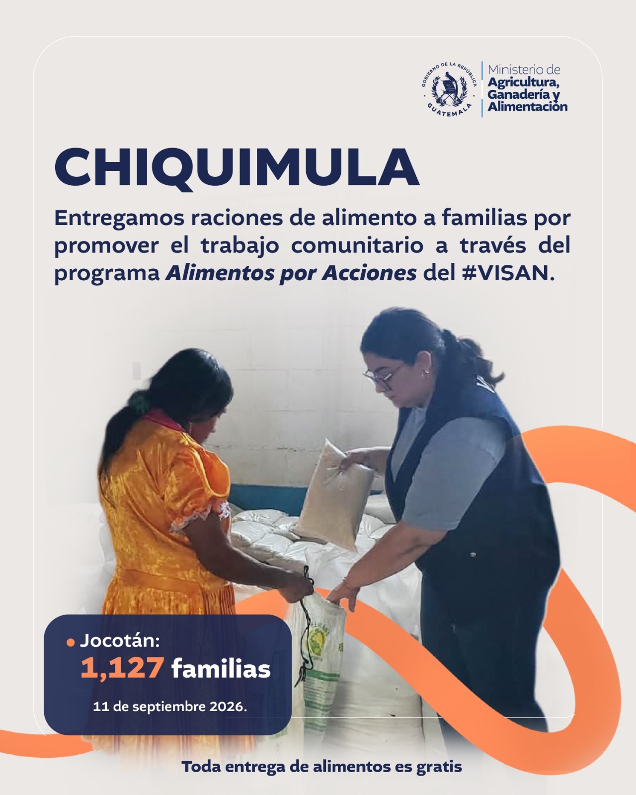 Los alimentos que entregamos son gratuitos y no están condicionados