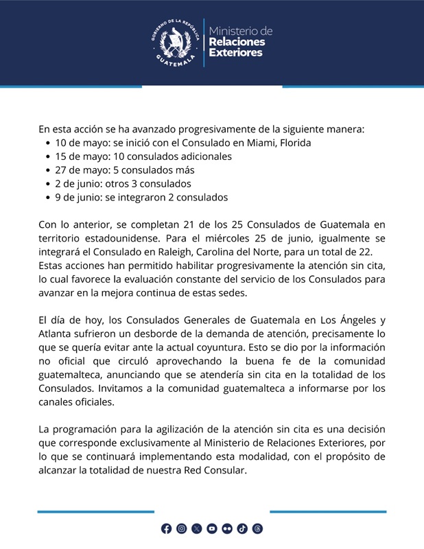 Comunicado del MINEX