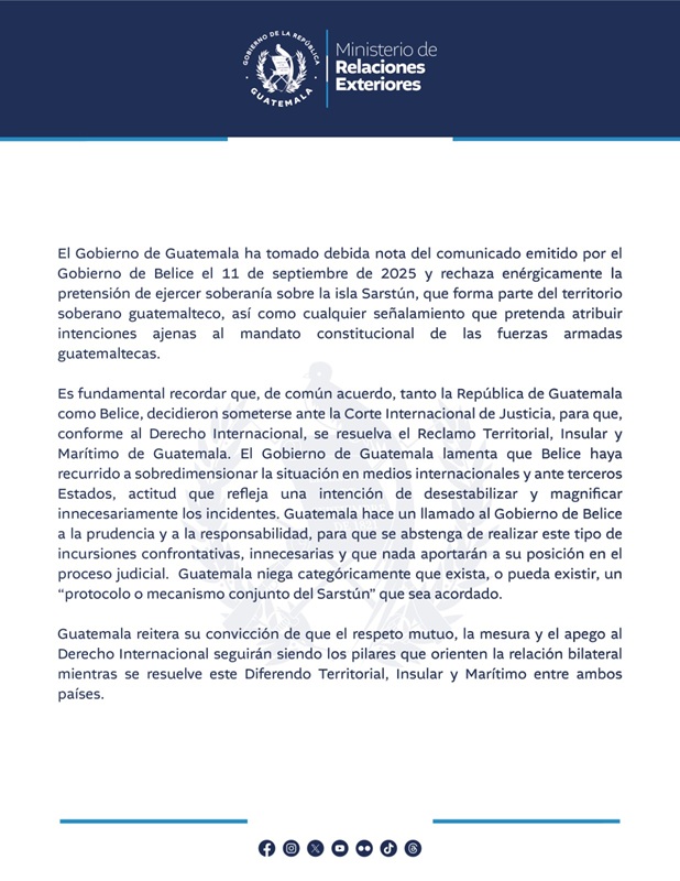 Comunicado del MINEX