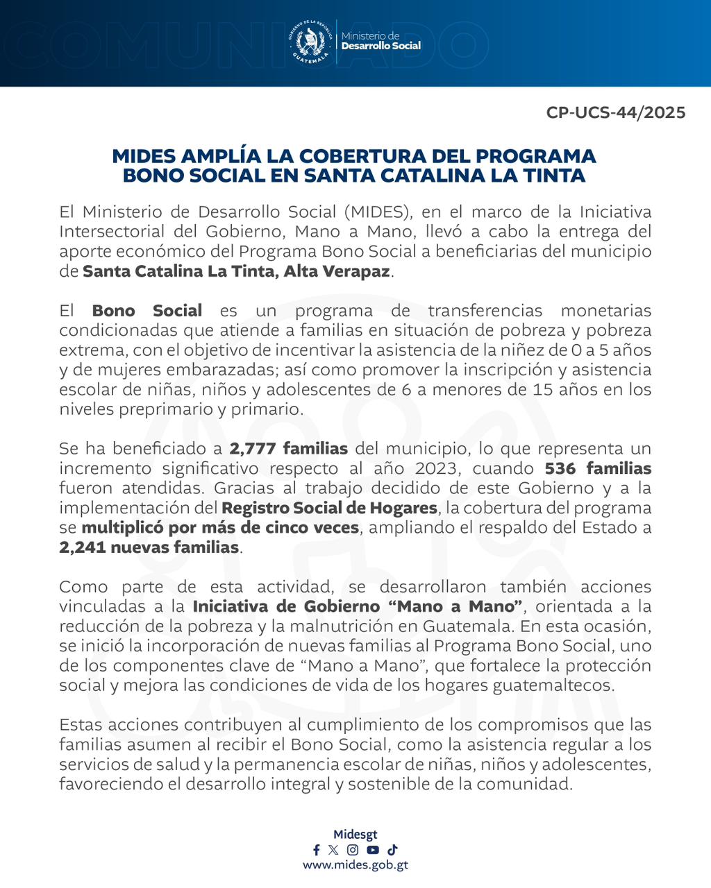 Comunicado Bono Social