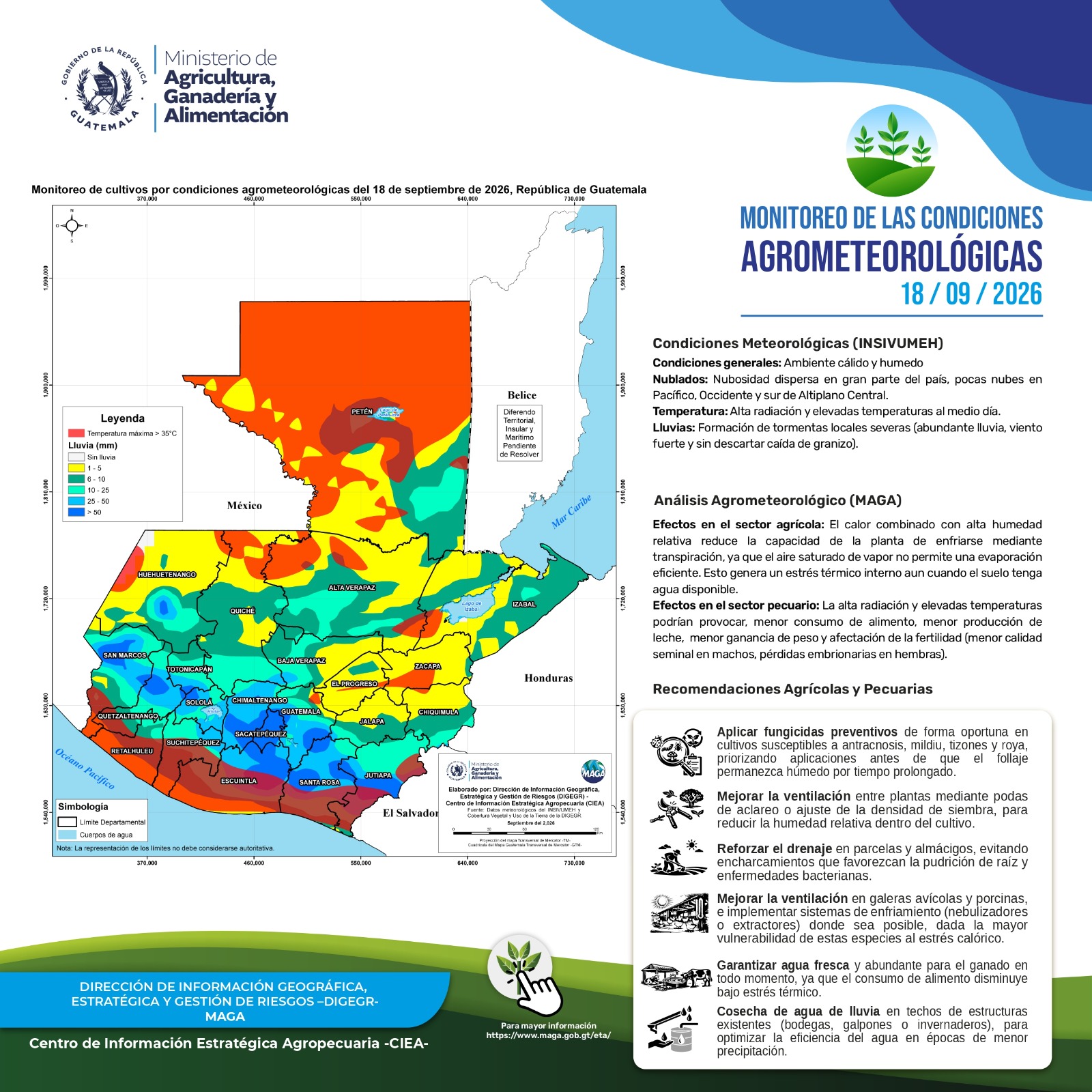 Reporte agroclimático del viernes 18 de septiembre 2026
