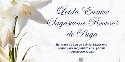 Lamentamos profundamente el sensible fallecimiento de Loida Eunice Sagastume Recinos de Puga