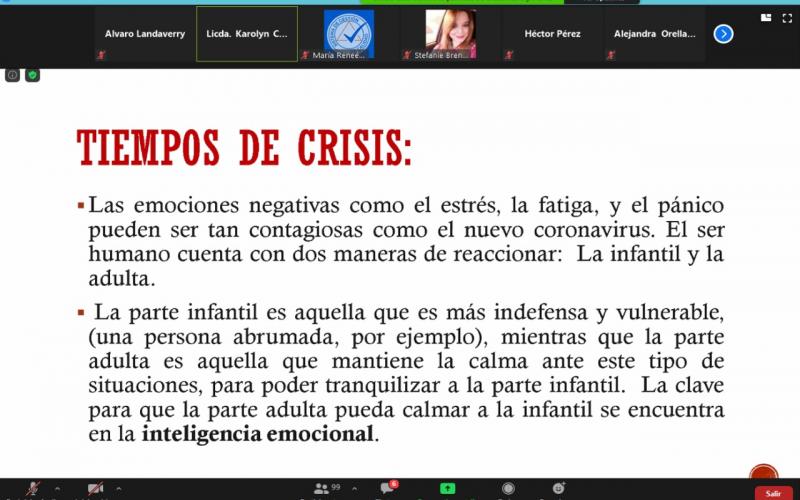 Taller virtual “Inteligencia emocional en tiempos de crisis”.