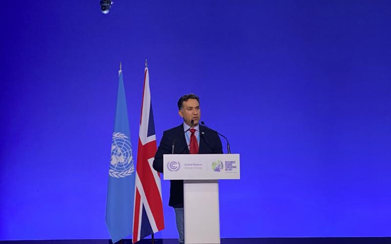 Ministro de Ambiente durante su intervención en la COP26