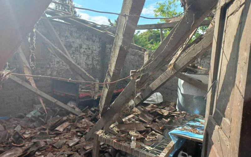 Colapso estructural de vivienda en El Zapote, San Pedro Pinula, Jalapa.