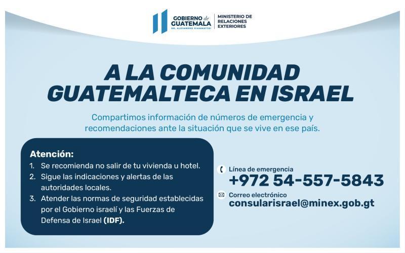 Embajada guatemalteca en Israel ha asistido a connacionales para dejar el país y salvaguardarlos 