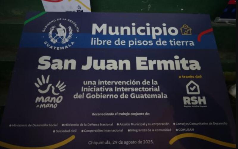 Declaramos a San Juan Ermita, Chiquimula municipio libre de pisos de tierra