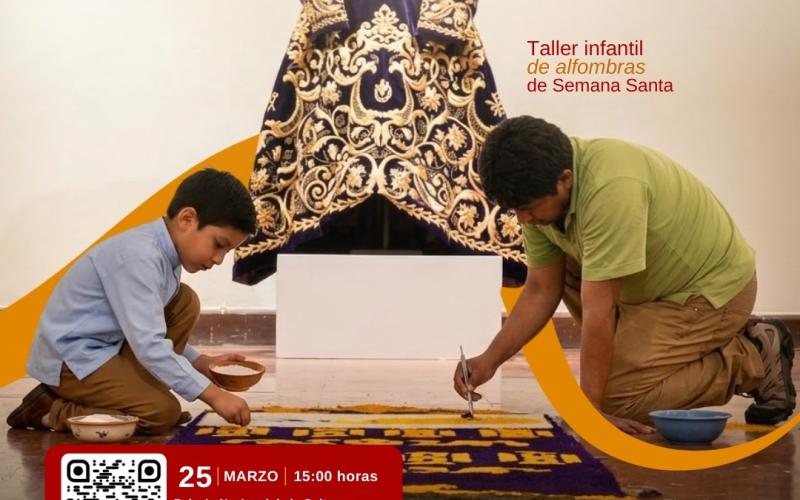 Taller infantil de alfombras fomenta tradiciones de Semana Santa