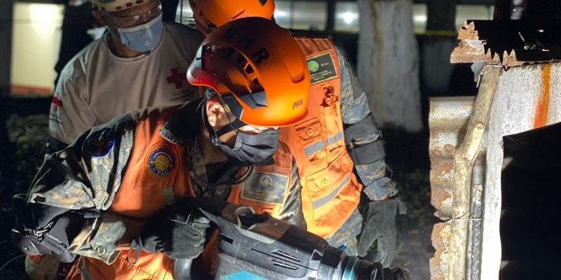 Personal militar participa simulacro interinstitucional de Búsqueda y Rescate en Estructuras Colapsadas –BREC-, en Mazatenango