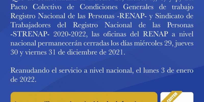 Comunicado Cierre de fin de año 2021