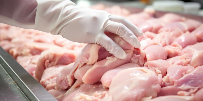 Manipulación de pollo blanco a granel
